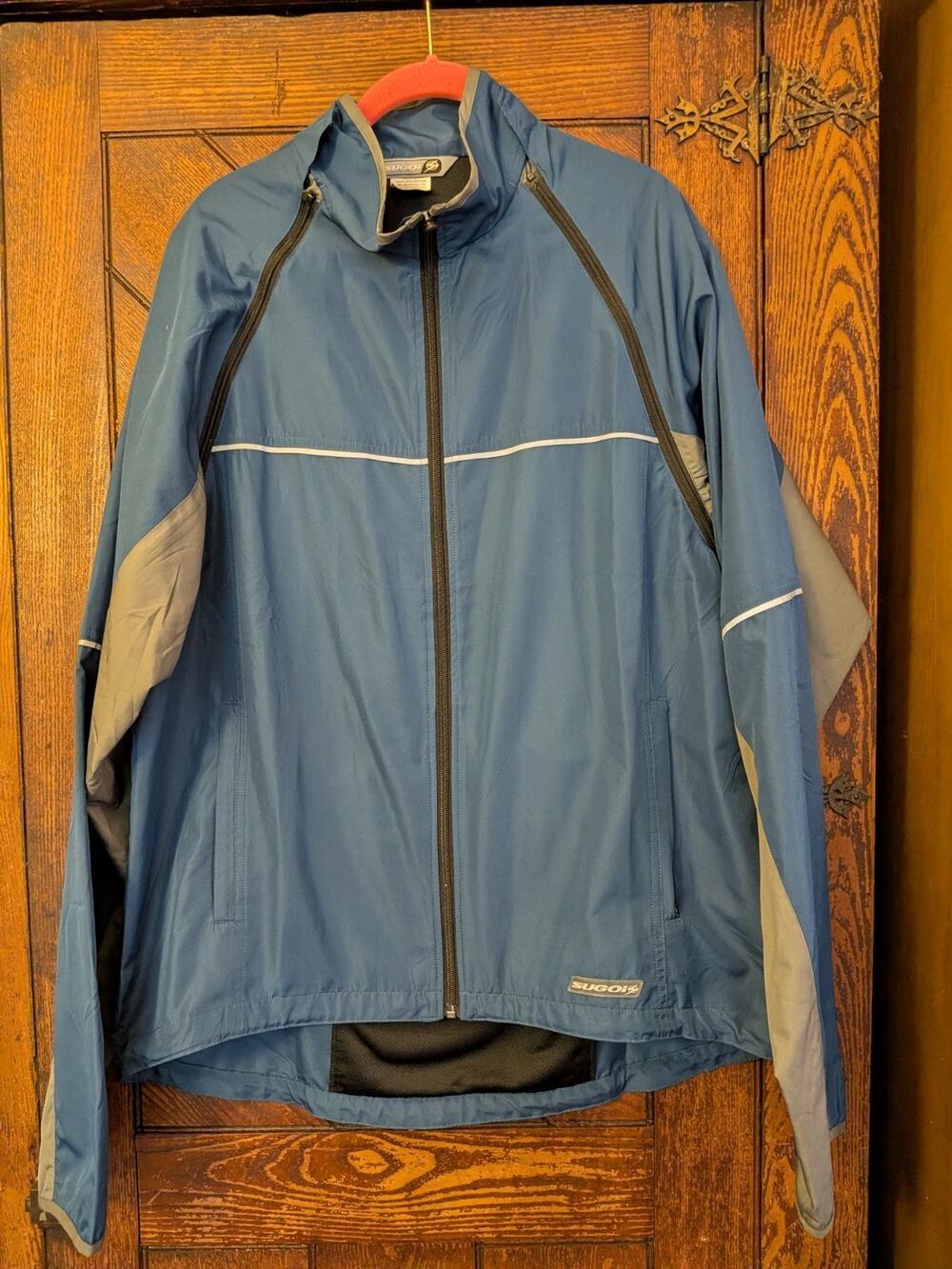 Sugoi Convertible Cycling Jacket Vest Zip Off Sleeves Reflective Mens XL Blue